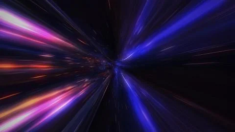 4K motion design. flight through the lighting space tunnel. Wormhole Illustrazione stock