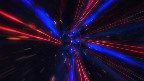 4K motion design. flight through the lighting space tunnel. Wormhole Stock Illustration
