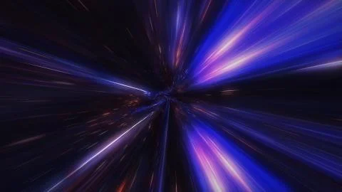 4K motion design. flight through the lighting space tunnel. Wormhole Stock Illustration