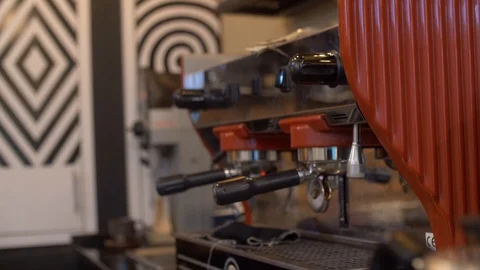 4k motion of  display coffee machine at modern coffee shop Vídeo Stock 111335266