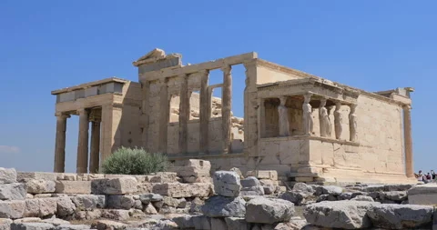4K motion of the Erechtheion on the Acropolis in Athens, Greece, Europe Stock Footage 314150395