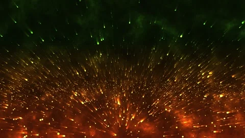 4K Motion Graphic Abstract Radiant Golden Light Streaks and Particles Horizon Stock Footage 338324792
