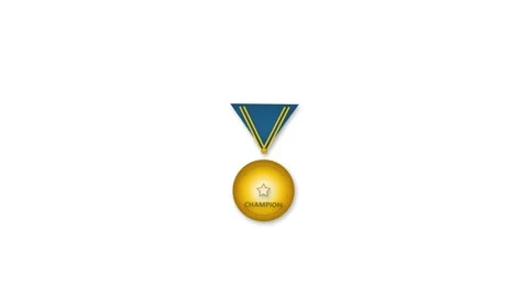 A 4K motion graphics animation of a prestigious golden 'CHAMPION' medal wit.. Vídeos de archivo 345640675