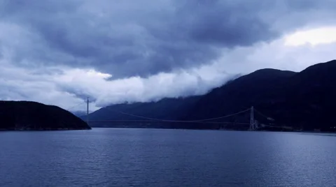 4k Motion lapse, with visualisation of lightning stroke while cruising fjord Stock Footage 46373479