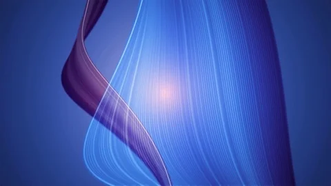 4K Motion Loop - blue &amp; and purple 3D ribbon shapes floating and dancing around Stock Footage 77601562