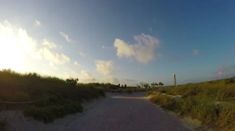 4K motion video of Dune and Beach at South Beach, Florida Stock Footage 61899537
