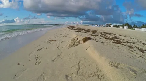 4K motion video of Stroll on Sobe South Beach sunrise in Miami Beach, Florida Stock Footage 64035976