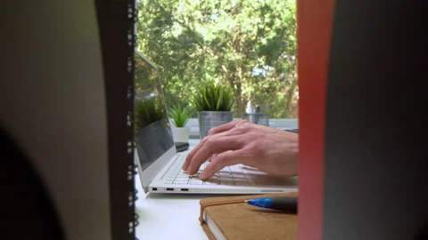 4k motorized moving shot of study at home using computer Stock Footage 133880388