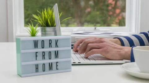 4k motorized orbit timelapse of working from home Stock Footage 141891096