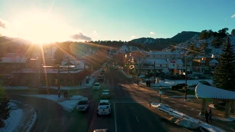 4K Mountain Drone View Mountain Landscape Mountain Peak City Colorado Stock Footage 146083391