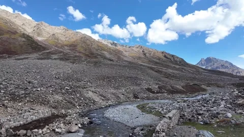 4K Mountain Landscape Side Moving View of  Serene River Flowing Through ,  Stock Footage 288323751