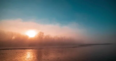 4k mountain river time lapse at the summer or autumn sunrise. Wild nature, clear Stock Footage 221683773