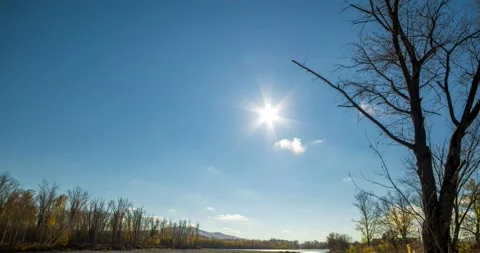 4k mountain river time-lapse at the summer or autumn day time. Wild nature Stock Footage 222520895