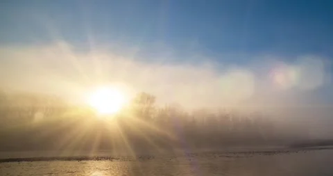 4k mountain river time lapse at the summer or autumn sunrise. Wild nature, clear Stock Footage 311068784