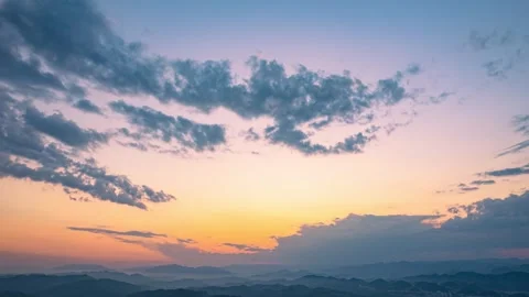 4K Mountain Sunset Clouds Transition Time Lapse 스톡 동영상 347345660
