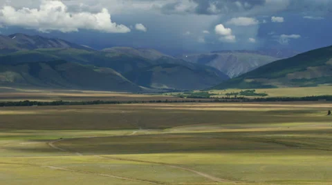 4K Mountain Valley and Rain Clouds time lapse Stock Footage 32207690