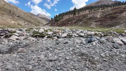 4K Mountain View Two Green Mountains Landscape Range, One with Trees, Separa Stock Footage 288322724