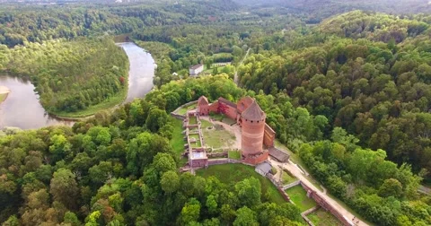 4K - Movement from above to the castle Stock Footage 56500710