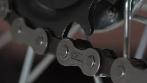 4K - Movement of a bicycle chain. Close-up Stock Footage 251046500