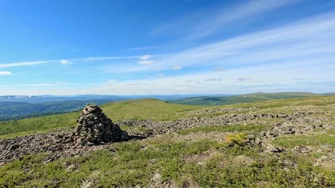 4K. Movement of the clouds on the mountains Kuznetsky Alatau, Republic of Kha Stock Footage 76992662