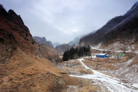 4K. Movement of the clouds on the mountains Valley of narzan.  Stock Footage 46159152
