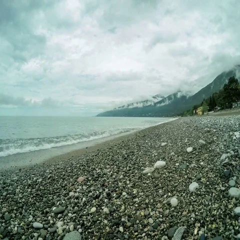 4K. Movement of the clouds over the Black Sea. Gagra, Abkhazia, Ultra HD.  Stock Footage 69383493