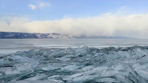 4K. Movement of the clouds over the Lake Baikal. Lake Baikal, Irkutsk regio.. Stock Footage 73958051