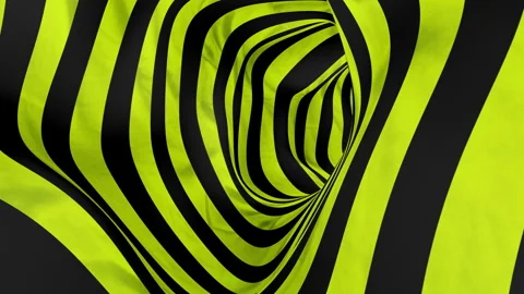 4K Movement through 3D tunnel of striped green and black fabric. Stock Footage 304979349