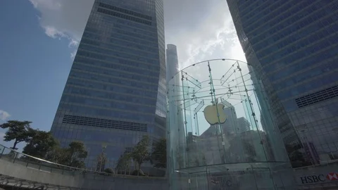 4k moving shot of Apple Store in Shanghai Stock Footage 83254422