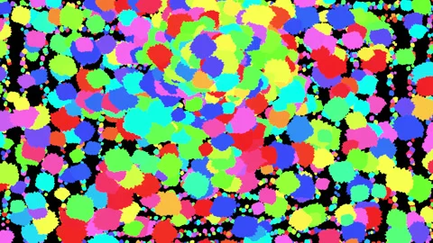 4k Moving Spiral Colourful Background of Splashes and Dots Stock Footage 196796591