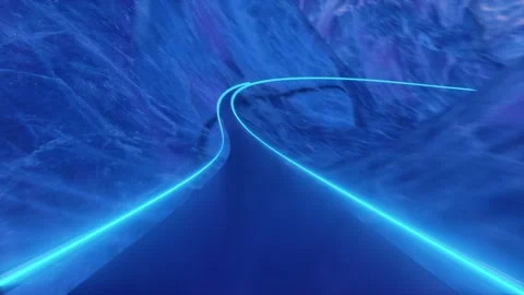 4K Moving through the abstract glossy ice mountains on a sunset background. R Stock Footage 166670767