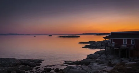 4k moving Timelapse Video clip of Arctic city of Ilulissat, Greenland. Shore of Stock Footage 122641540