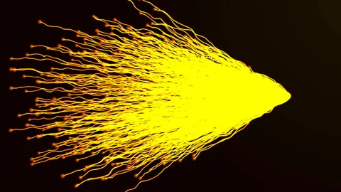 4K Moving yellow particles lines worm on gradient background Stock Footage 96292677