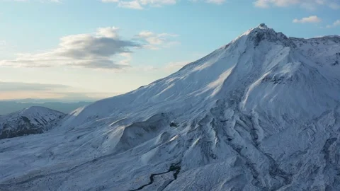 4k Mt St Helens Winter Snow Aerial Drone View Stock Footage