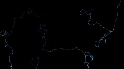 4K Multi Branch Clustered Lightning Strike VFX Overlay on Blac Stock Footage 340596005