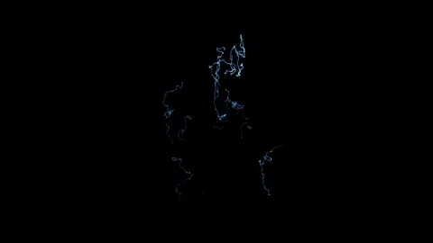 4K Multi Branch Scattered Lightning Energy Overlay on Black Screen Stock Footage 343661527