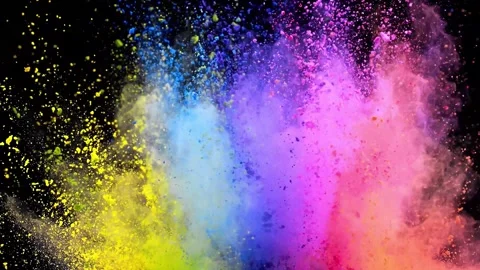 4K Multi-Color Powder Explosion Blue Yellow Purple and Red Burst Vídeos de archivo 334441677