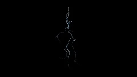 4K Multi Pulse Electric Lightning Bolt Strike Overlay on Black Screen Stock Footage 344403445