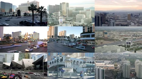 4K Multi Screen Camera Split Las Vegas City 스톡 동영상 47304441