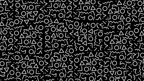 4K multicolor geometric shapes pattern in retro, memphis 80s - 90s style. Stock Footage 138735871