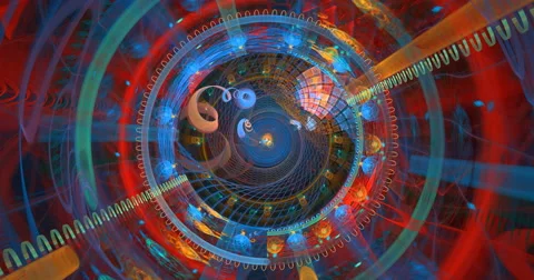 4K multicolored circular geometric pattern background seamless looping fractal 스톡 동영상 68180574