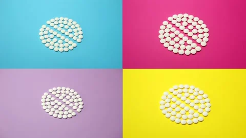 4K Multicolored collage, pill pattern, loop stop motion animation Stock Footage 157237555