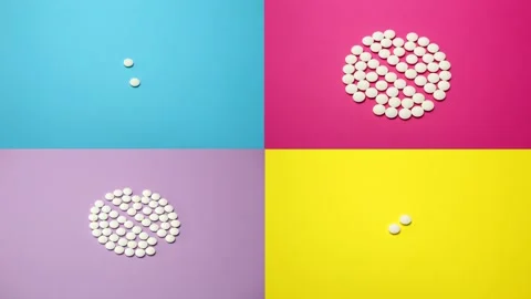 4K Multicolored collage, pill pattern, loop stop motion animation Stock Footage 159617888