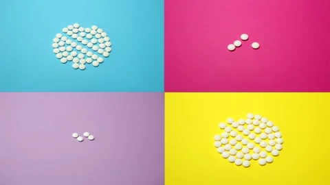 4K Multicolored collage, pill pattern, loop stop motion animation Stock Footage 160827521