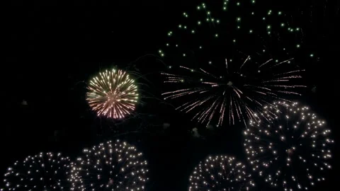 4K - Multicolored firework balls Stock Footage 97384649