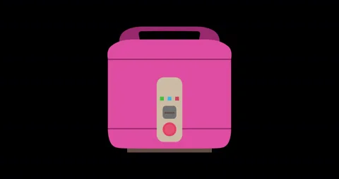 4k multicooker motion animation. Flat food appliances icon isolated on black  Stock Footage 140973839
