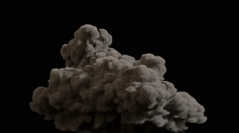 4k mushroom smoke cloud after explosion, isolated on black, High-detailed Stock Footage 47675703