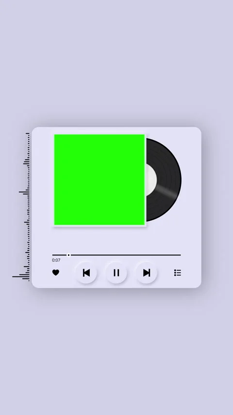 4K Music player interface with green screen. Vertical video. 9:16 format. Stock Footage 304738678