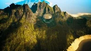 4K Mysterious Alien Sphere Levitating In Mountains Cinematic 3D Animation Stock Footage