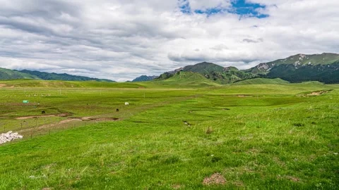 4K Natural Scenery Time-lapse of Grassland Peaks Stock-Footage 341681249